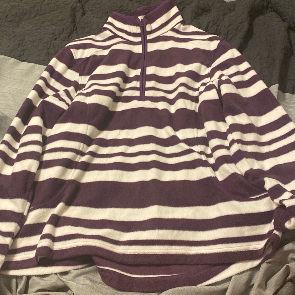 WOMENS PURPLE/WHITE STRIPED SWEATER BY LANDS END